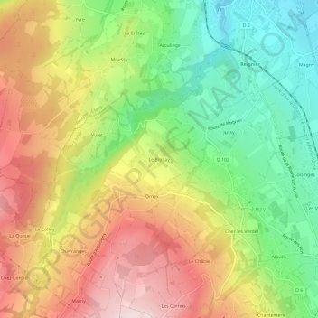 Mappa topografica Le Biollay, altitudine, rilievo