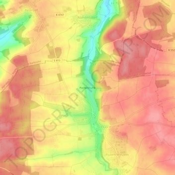 Mappa topografica Pochenmühle, altitudine, rilievo