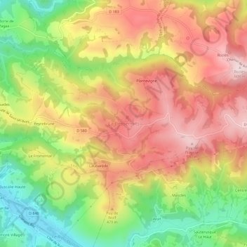 Mappa topografica La Bessenoits, altitudine, rilievo