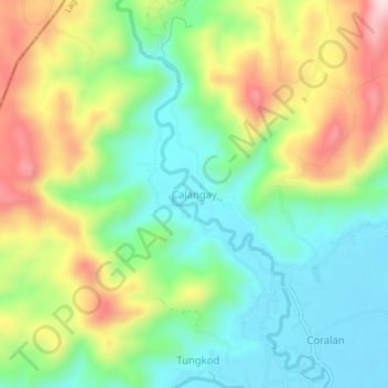 Mappa topografica Calangay, altitudine, rilievo