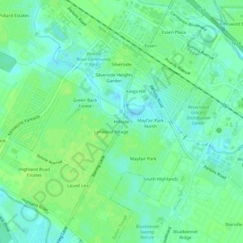 Mappa topografica Hillside, altitudine, rilievo