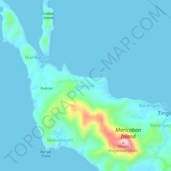Mappa topografica San Jose, altitudine, rilievo