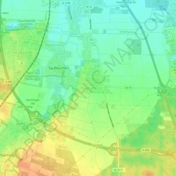 Mappa topografica Bergham, altitudine, rilievo