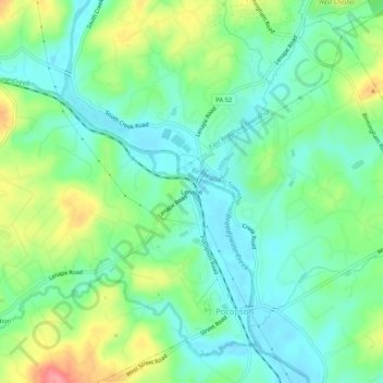 Mappa topografica Lenape, altitudine, rilievo