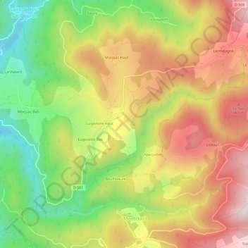 Mappa topografica La Fagette, altitudine, rilievo