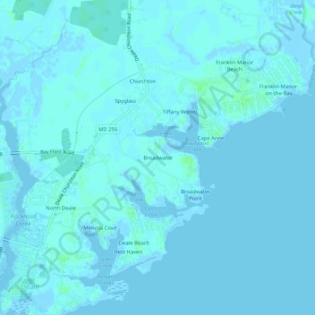 Mappa topografica Broadwater, altitudine, rilievo