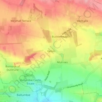 Mappa topografica Kellas, altitudine, rilievo