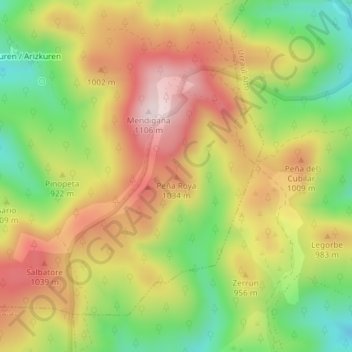 Mappa topografica Peña Roya, altitudine, rilievo