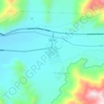 Mappa topografica Andahuasi, altitudine, rilievo