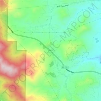 Mappa topografica Shasta, altitudine, rilievo