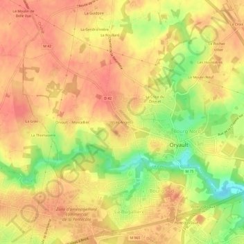 Mappa topografica Les Anges, altitudine, rilievo