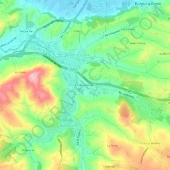 Mappa topografica Ponte a Niccheri, altitudine, rilievo