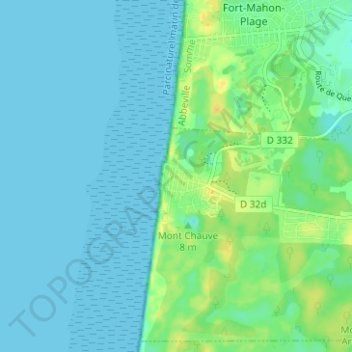 Mappa topografica Quend Plage les Pins, altitudine, rilievo