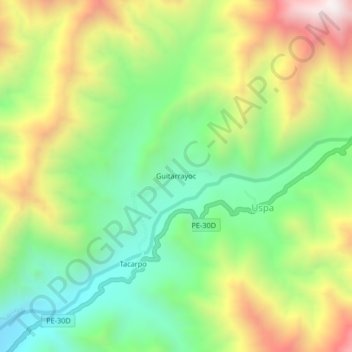 Mappa topografica Guitarrayoc, altitudine, rilievo