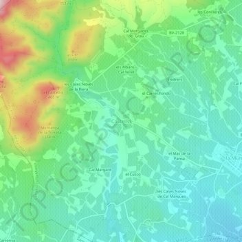 Mappa topografica Castellví, altitudine, rilievo