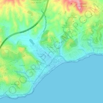 Mappa topografica La Cala, altitudine, rilievo