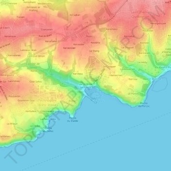 Mappa topografica Sainte-Anne-du-Portzic, altitudine, rilievo
