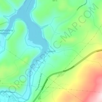Mappa topografica Selbysport, altitudine, rilievo
