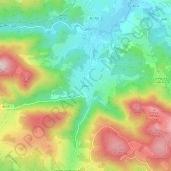 Mappa topografica Carral, altitudine, rilievo