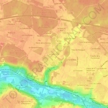 Mappa topografica La Guérinière, altitudine, rilievo