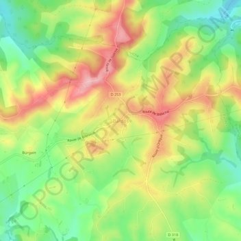 Mappa topografica Bardos, altitudine, rilievo