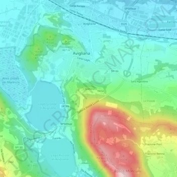 Mappa topografica Chiattera, altitudine, rilievo