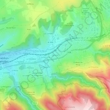 Mappa topografica Trémolin, altitudine, rilievo