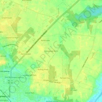 Mappa topografica Centennial Arms, altitudine, rilievo