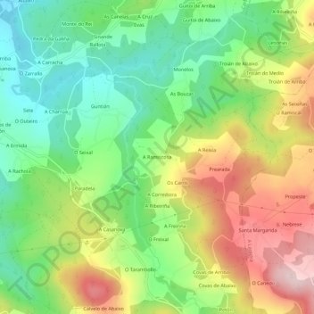 Mappa topografica A Ramiscosa, altitudine, rilievo
