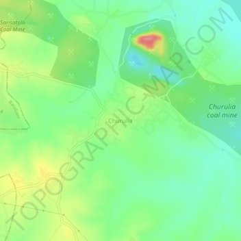 Mappa topografica Churulia, altitudine, rilievo