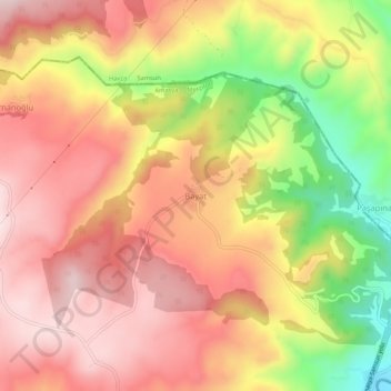 Mappa topografica Bayat, altitudine, rilievo