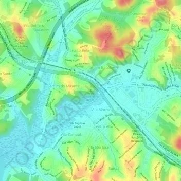 Mappa topografica Morro Santo Antônio, altitudine, rilievo