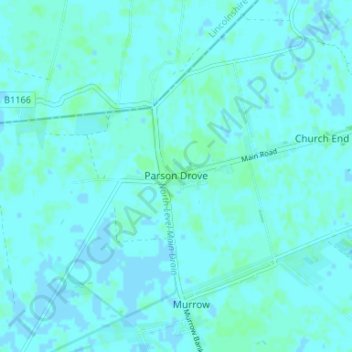 Mappa topografica Parson Drove, altitudine, rilievo