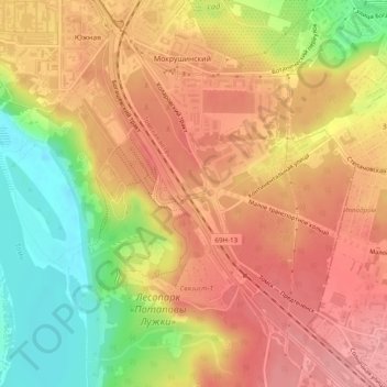 Mappa topografica 76 km, altitudine, rilievo