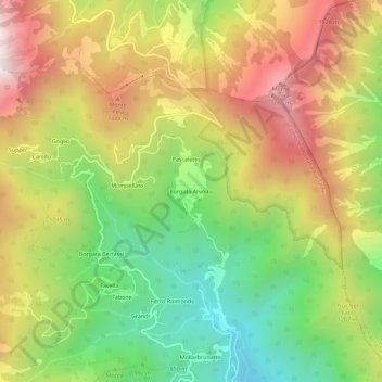 Mappa topografica Borgata Arvoira, altitudine, rilievo