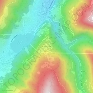 Mappa topografica Montouvrard, altitudine, rilievo