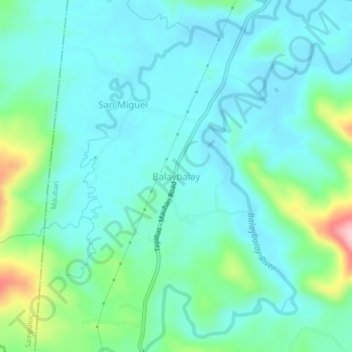 Mappa topografica Balaybalay, altitudine, rilievo