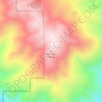 Mappa topografica Bald Top, altitudine, rilievo