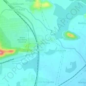 Mappa topografica Dhodlamitta, altitudine, rilievo