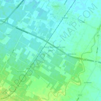 Mappa topografica Gaiano, altitudine, rilievo