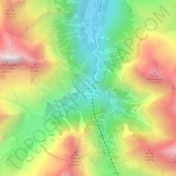 Mappa topografica Pont de Prat, altitudine, rilievo