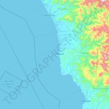 Mappa topografica South Pandan Island, altitudine, rilievo