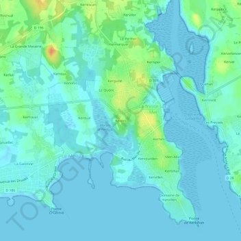 Mappa topografica Kerdro, altitudine, rilievo