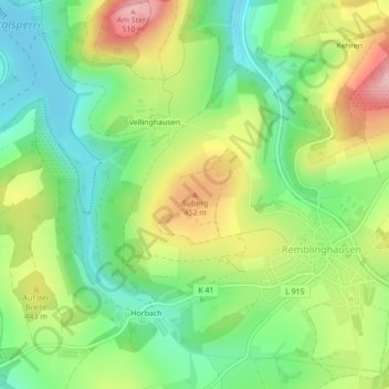 Mappa topografica Suberg, altitudine, rilievo