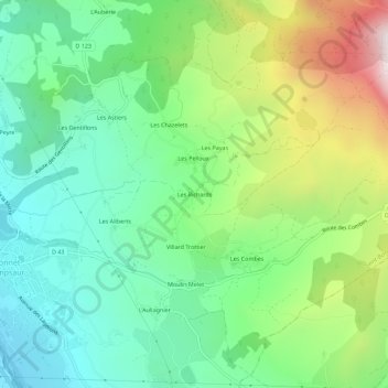 Mappa topografica Les Richards, altitudine, rilievo