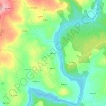 Mappa topografica Leboriz, altitudine, rilievo