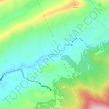 Mappa topografica Konnarock, altitudine, rilievo