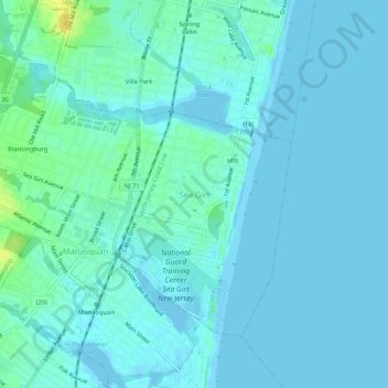 Mappa topografica Sea Girt, altitudine, rilievo
