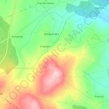 Mappa topografica As Estibadas, altitudine, rilievo