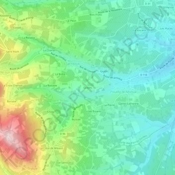 Mappa topografica Graves, altitudine, rilievo